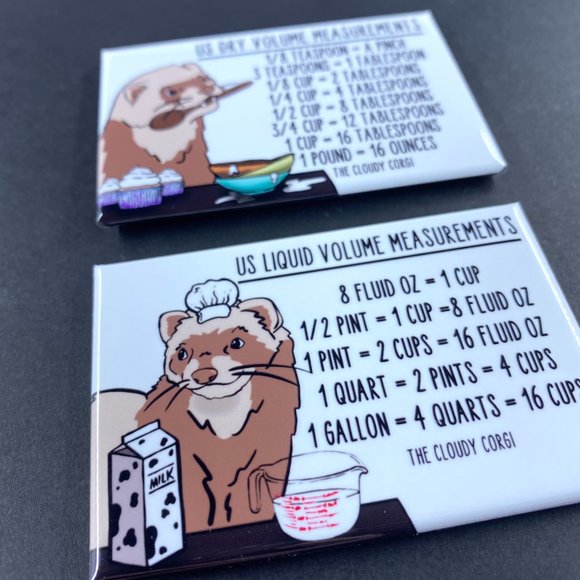 Ferret Measuring Chart Magnet Set Handmade Decor - Picture 3 of 6